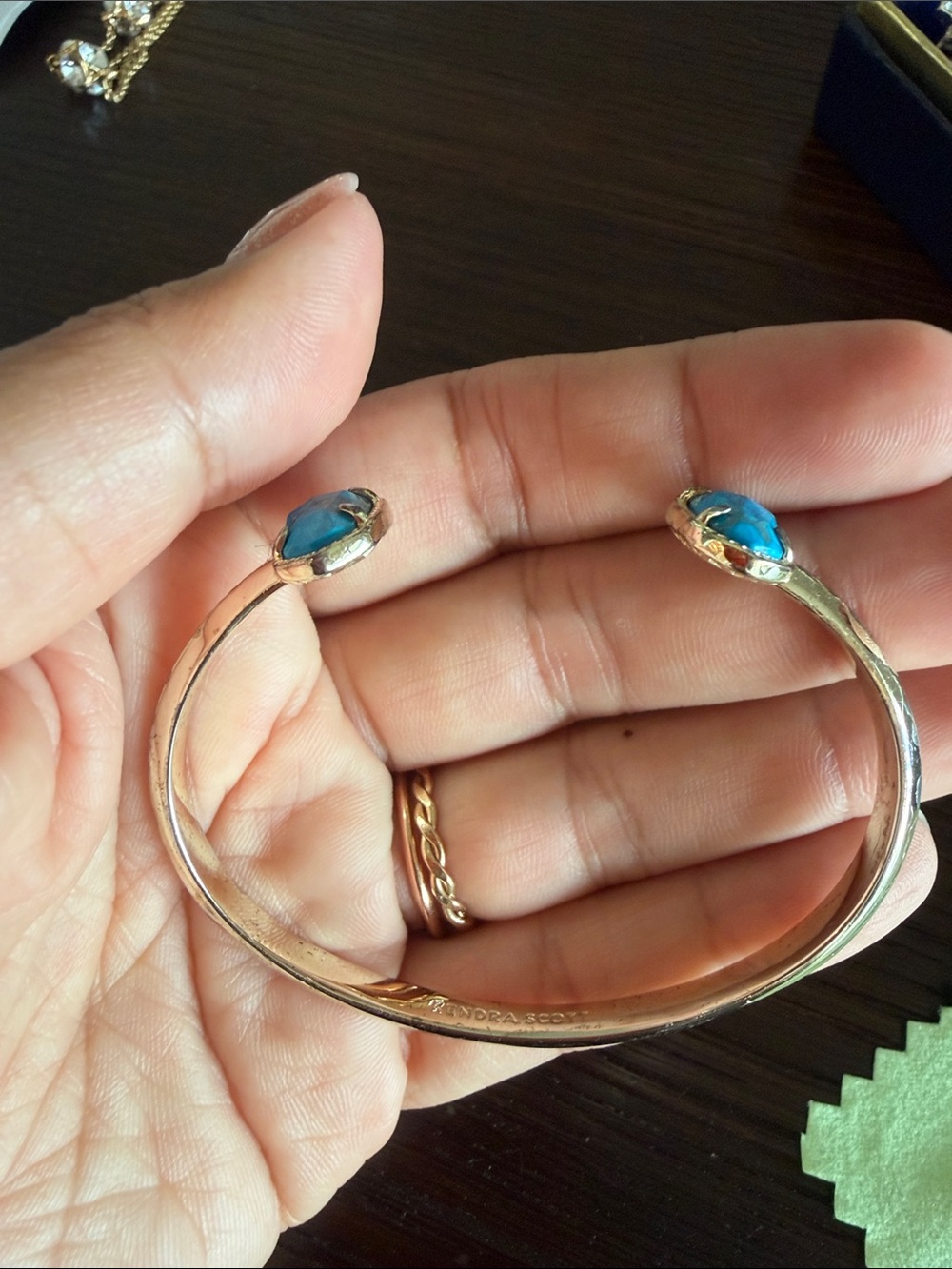 Kendra Scott Gold-Tone Cuff with Bright Blue Stones - Picture 2 of 2